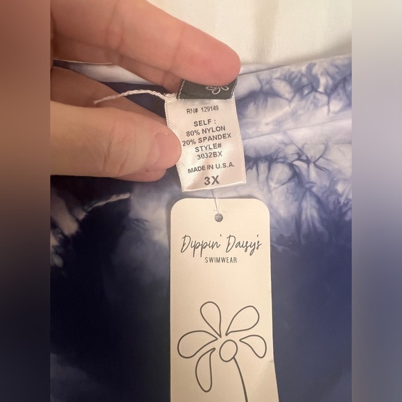 NWT Dippin Daisy plus size blue tie dye bikini set, 2X, 3X - Picture 4 of 13
